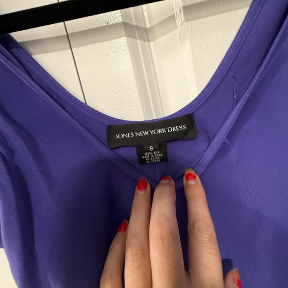 Jones New York Silk 2-Piece Set 8 Beaded Ruffle Jacket Maxi Slip Dress Purple - Picture 12 of 16